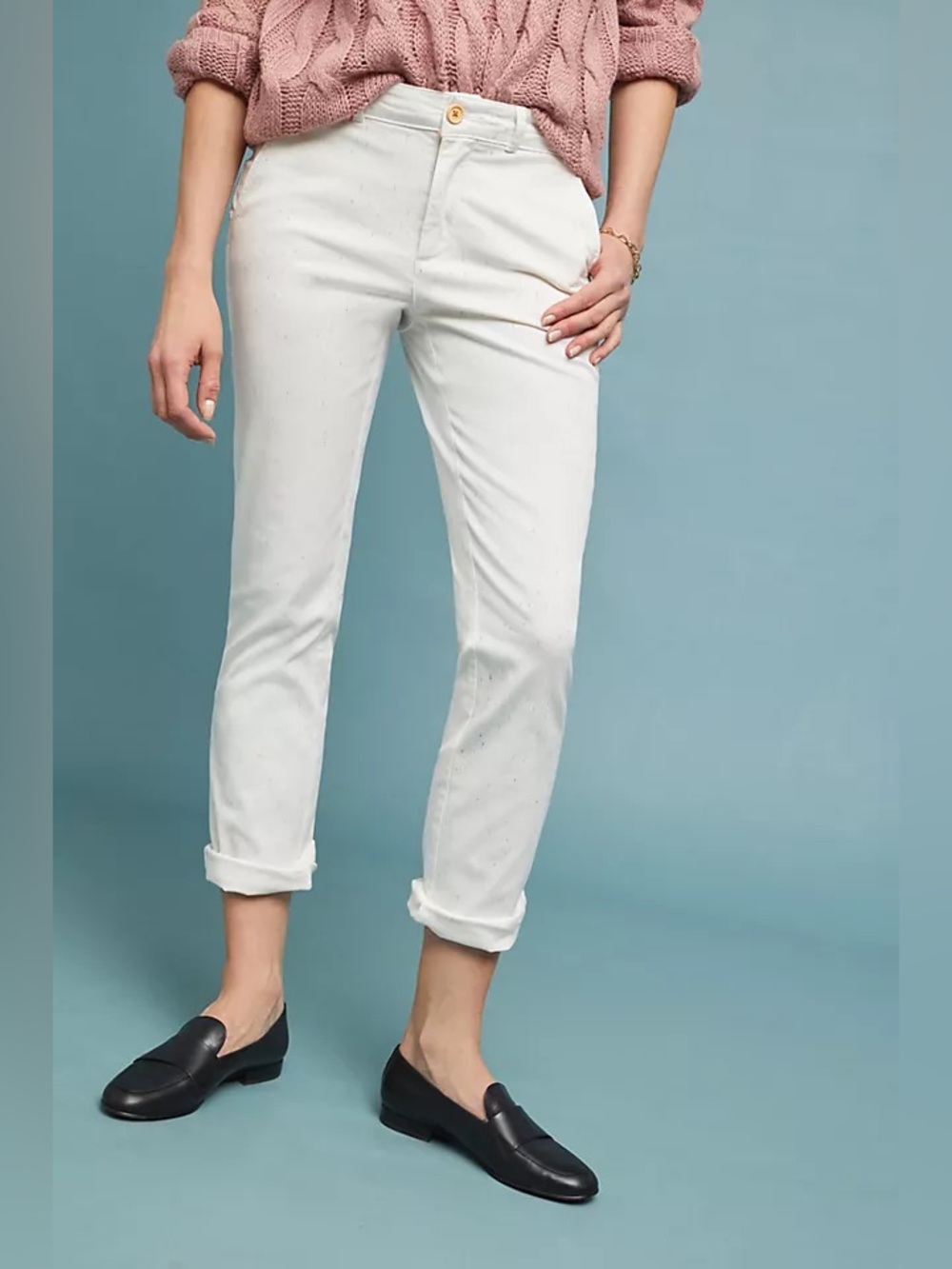 Anthropologie Chino Speckled Funfetti Pants Ivory Multicolor Size 29